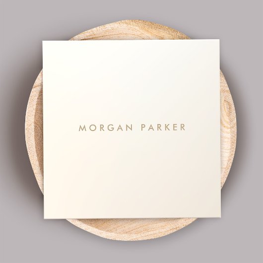 Modernes Minimalistisches Satin Ivory White Square Quadratische Visitenkarte