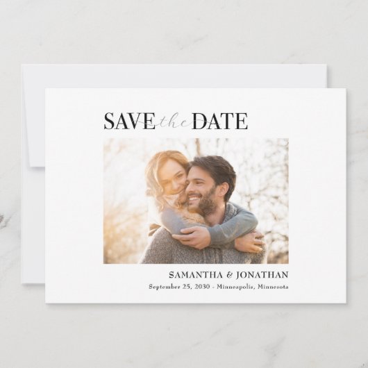 Modernes Minimalistisches sauberes Foto Save the D Save The Date (Vorderseite)