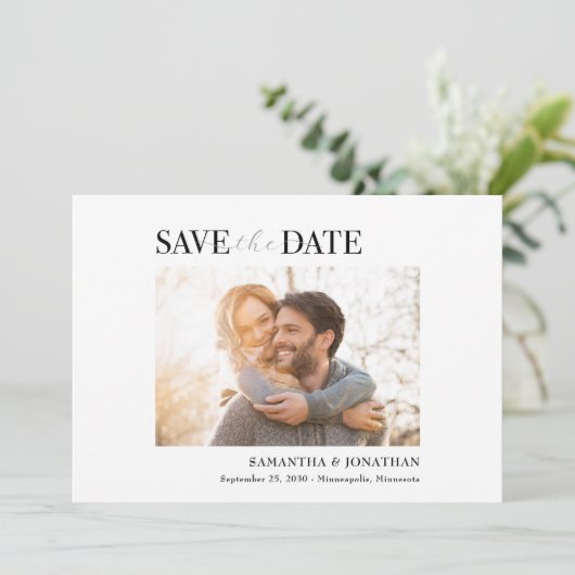 Modernes Minimalistisches sauberes Foto Save the D Save The Date (Stehend Vorderseite)