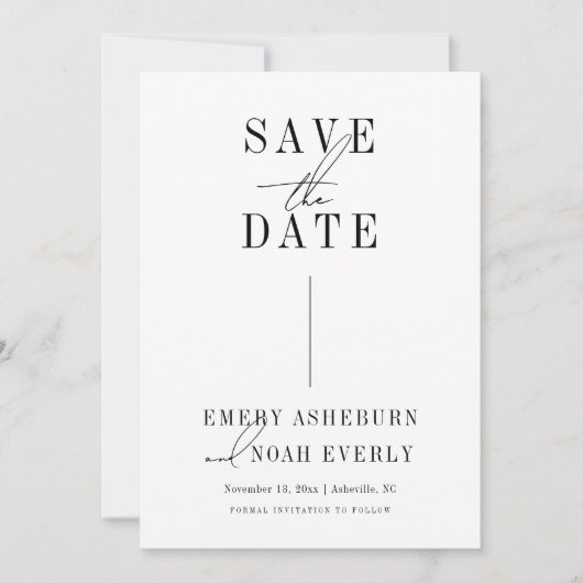 Modernes Minimalistisches Save the Date Einladung (Vorderseite)