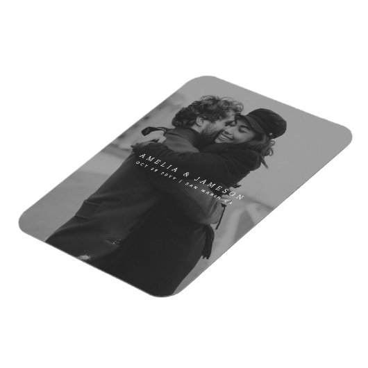 Modernes Minimalistisches Save the Date Foto Magnet (Linke Seite)