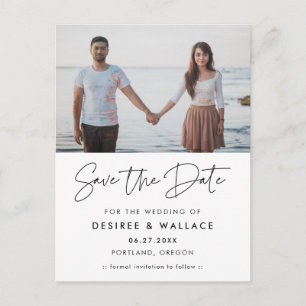Modernes minimalistisches Save the Date Foto Postkarte