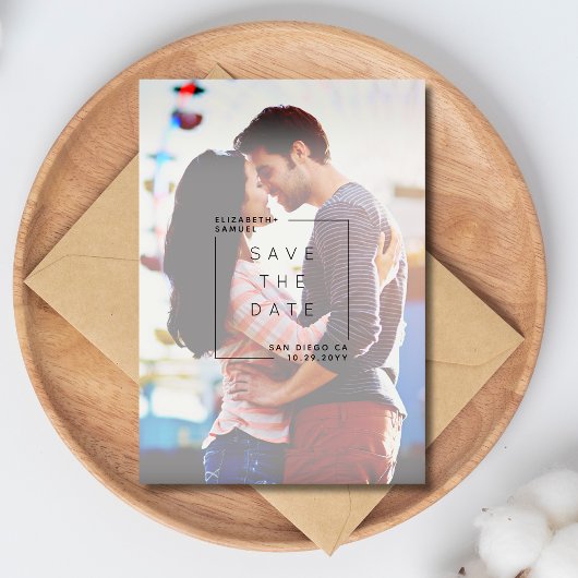 Modernes Minimalistisches Save the Date Foto | wei Dankeskarte