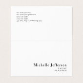 Modernes Minimalistisches Schlicht Einfaches Kreat Visitenkarten (Außenseite Aufgefaltet)