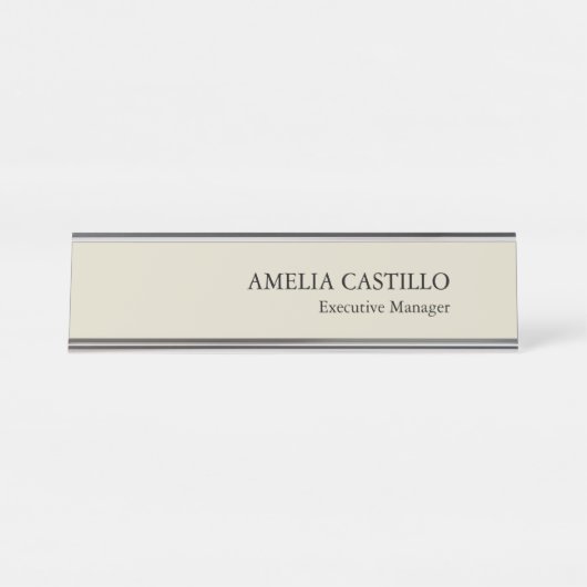 Modernes Minimalistisches Schlicht einfaches Schreibtischnamensplakette (Vorderseite )