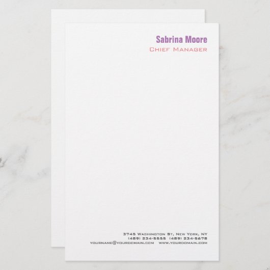 Modernes Minimalistisches Schlichtes Beruflich Briefpapier (Vorne/Hinten)