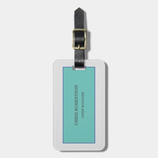 Modernes Minimalistisches Schlichtes Blau Grau hin Gepäckanhänger (Vorderseite vertikal)