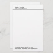 Modernes, Minimalistisches Schlichtes Business Briefpapier (Vorne/Hinten)