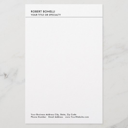 Modernes, Minimalistisches Schlichtes Business Briefpapier (Vorderseite)