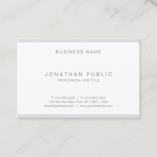 Modernes, Minimalistisches Schlichtes Clean Luxe-D Visitenkarte (Vorderseite)