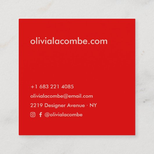 Modernes, minimalistisches, schlichtes, schlichtes quadratische visitenkarte (Rückseite)