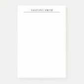 Modernes Minimalistisches Schlichtes Schwarz-weiß Post-it Klebezettel (Vorderseite)
