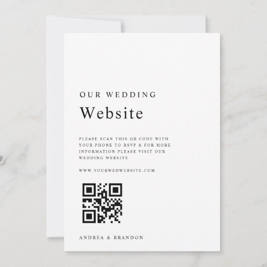 Modernes Minimalistisches Schlichtes Weiß auf eine Einladung (Rückseite)