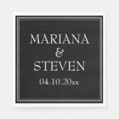 Modernes Minimalistisches Schwarz an der Grenze Serviette (Vorderseite)