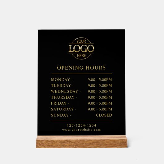 Modernes Minimalistisches Schwarz | Geschäftsöffnu Acrylschild (Vorderseite)