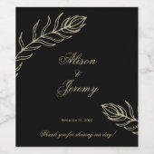 Modernes Minimalistisches Schwarz-Gold Botanisches Weinetikett (Einzelnes Label)