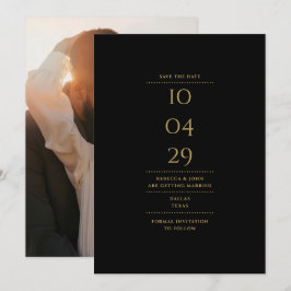 Modernes Minimalistisches Schwarz-Gold-Hochzeitsfe Save The Date