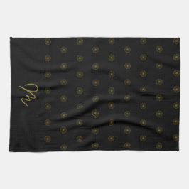 Modernes Minimalistisches Schwarz-Gold-Monogramm Geschirrtuch