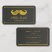 Modernes Minimalistisches Schwarz-Gold-Mustache-Ba Visitenkarte (Vorne/Hinten)