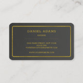 Modernes Minimalistisches Schwarz-Gold-Mustache-Ba Visitenkarte (Rückseite)