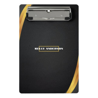 Modernes Minimalistisches Schwarz & Gold-Muster mi Mini Klemmbrett