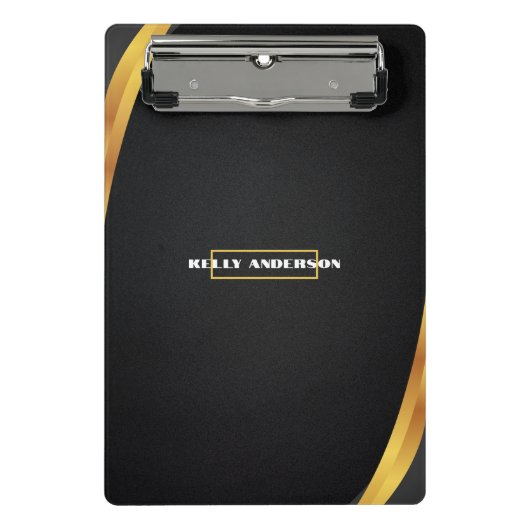 Modernes Minimalistisches Schwarz & Gold-Muster mi Mini Klemmbrett (Vorderseite)