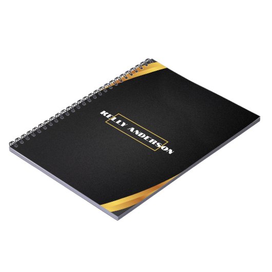 Modernes Minimalistisches Schwarz & Gold-Muster mi Notizblock (Linke Seite)