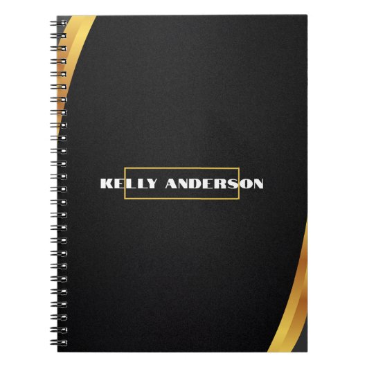 Modernes Minimalistisches Schwarz & Gold-Muster mi Notizblock (Vorderseite)