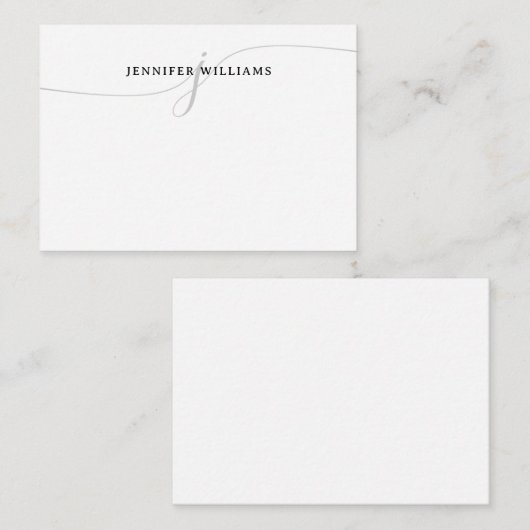 Modernes Minimalistisches Schwarz-Grau-Script-Mono Mitteilungskarte (Vorne/Hinten)