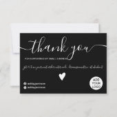 Modernes, minimalistisches Schwarz in weißer Reihe Dankeskarte (Vorderseite)