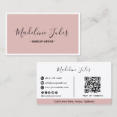 Modernes Minimalistisches Schwarz-Pink-Script-Gesc Visitenkarte (Vorne/Hinten)