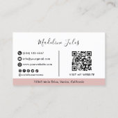 Modernes Minimalistisches Schwarz-Pink-Script-Gesc Visitenkarte (Rückseite)