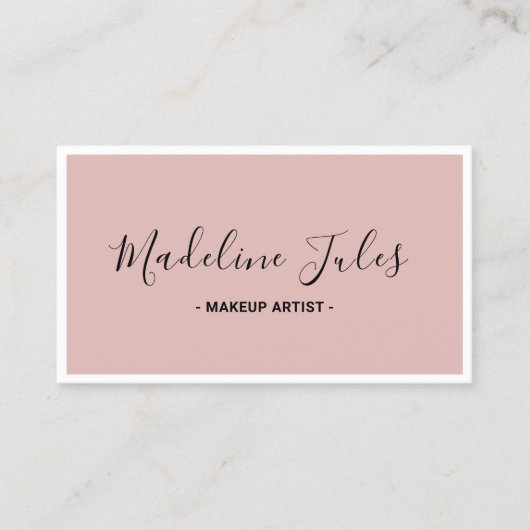 Modernes Minimalistisches Schwarz-Pink-Script-Gesc Visitenkarte (Vorderseite)