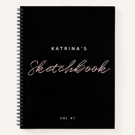 Modernes Minimalistisches Schwarz Pink-Skriptbuch Notizblock (Vorderseite)