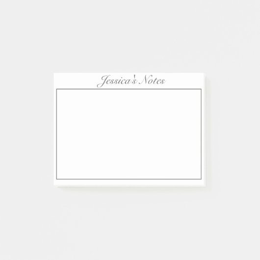 Modernes Minimalistisches Schwarz Post-it Klebezettel (Vorderseite)