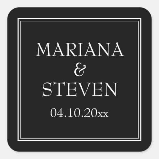 Modernes Minimalistisches Schwarz Quadratischer Aufkleber (Vorderseite)