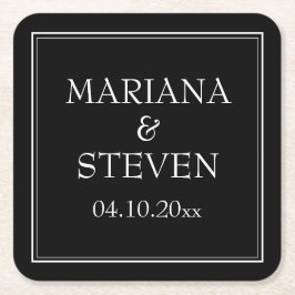 Modernes Minimalistisches Schwarz Rechteckiger Pappuntersetzer