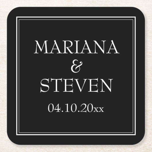 Modernes Minimalistisches Schwarz Rechteckiger Pappuntersetzer (Vorderseite)