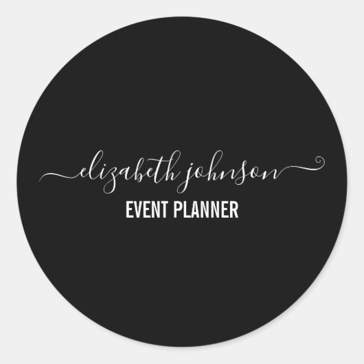 Modernes Minimalistisches Schwarz Runder Aufkleber (Vorderseite)