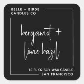 Modernes Minimalistisches Schwarz-Script-Kerzenpak Quadratischer Aufkleber (Vorderseite)