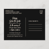 Modernes Minimalistisches Schwarz und Creme Save t Postkarte (Rückseite)