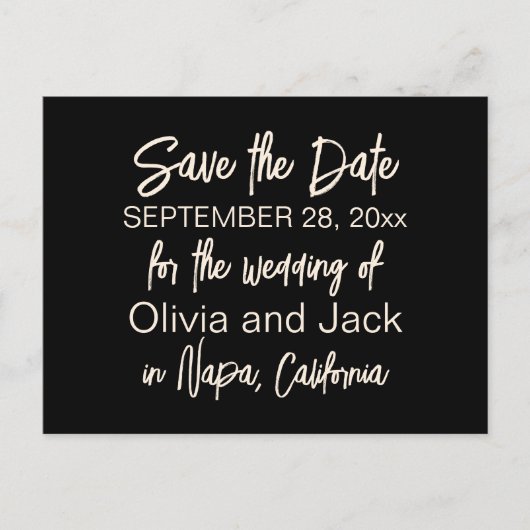 Modernes Minimalistisches Schwarz und Creme Save t Postkarte (Vorderseite)