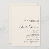 Modernes Minimalistisches Schwarz und Elfenbein Ba Einladung (Vorne/Hinten)