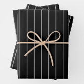 Modernes, minimalistisches Schwarz und Grau gestre Geschenkpapier Set (Beispiel)