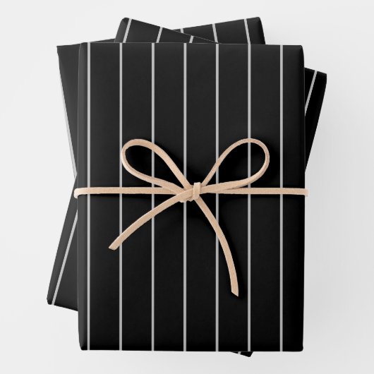 Modernes, minimalistisches Schwarz und Grau gestre Geschenkpapier Set (Beispiel)