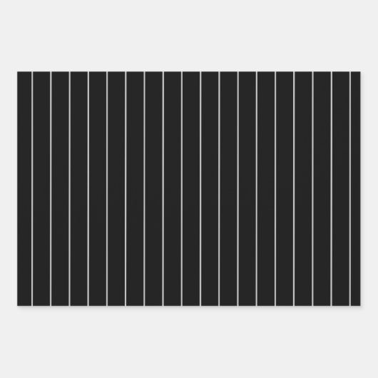 Modernes, minimalistisches Schwarz und Grau gestre Geschenkpapier Set (Vorderseite)