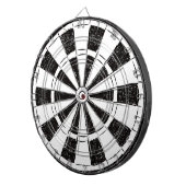 Modernes Minimalistisches Schwarz und Weiß Dartscheibe (Vorderseite rechts)