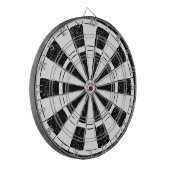 Modernes Minimalistisches Schwarz und Weiß Dartscheibe (Vorderseite Links)