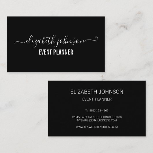 Modernes Minimalistisches Schwarz Visitenkarte (Vorne/Hinten)