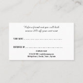 Modernes Minimalistisches Schwarz-Weiß-Beruflich Empfehlungskarte (Rückseite)